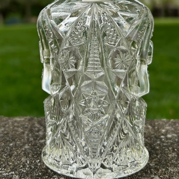 Vintage Pressed Glass Perfume / Cologne Bottle with Stopper / Dauber 6 1/4” tall - Picture 5 of 7